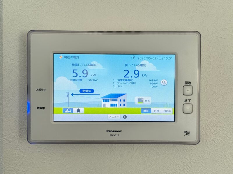 HEMSモニターで確認する太陽光発電と蓄電池の運転状況